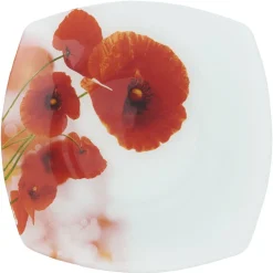 Gifi Assiette plate carrée motif coquelicot