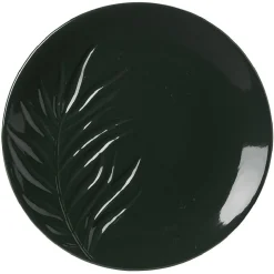 Gifi Assiette plate céramique beige ou vert motif feuille ø26,5 cm