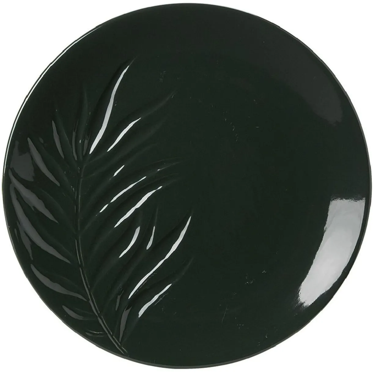 Gifi Assiette plate céramique beige ou vert motif feuille ø26,5 cm