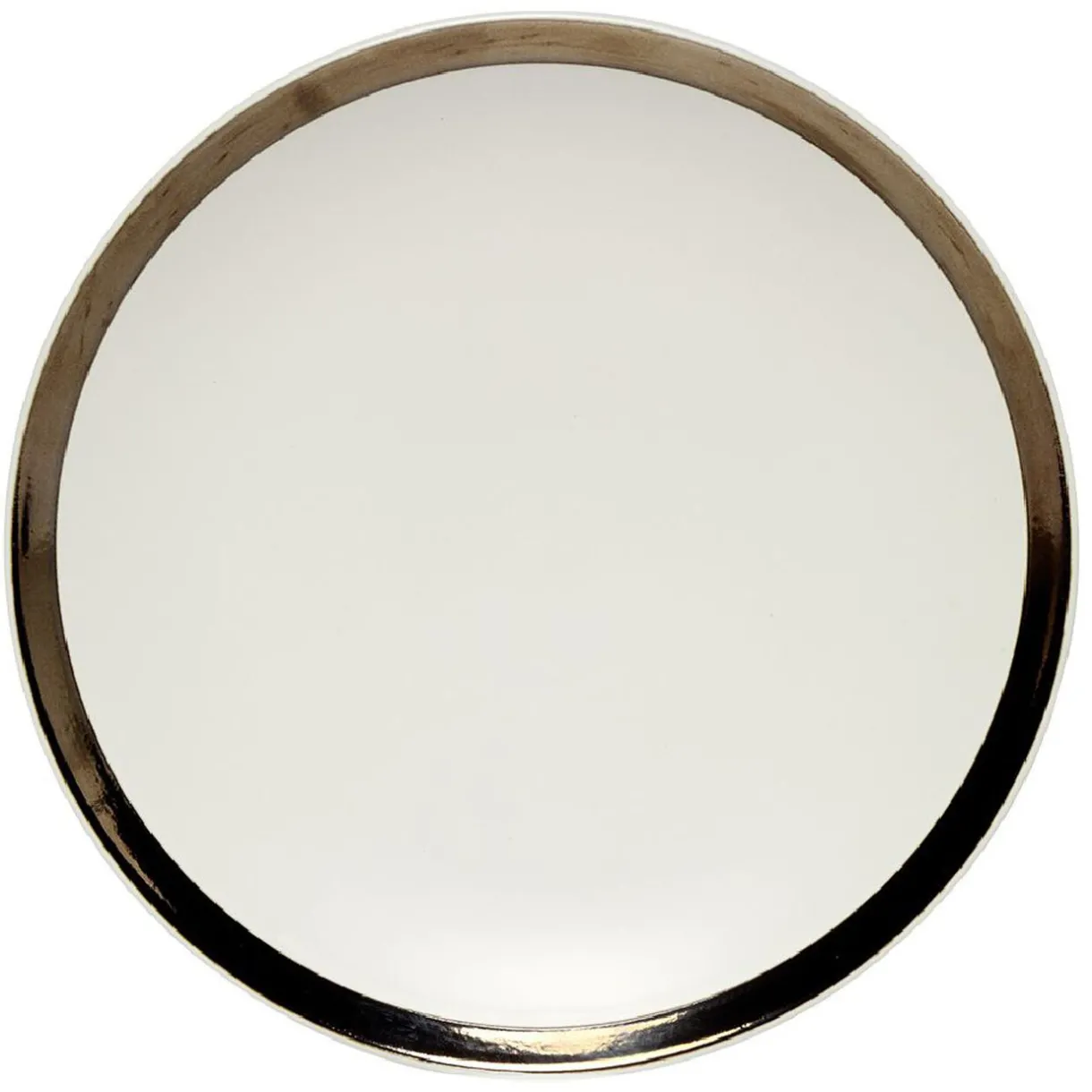 Gifi Assiette plate en faïence avec liseré doré