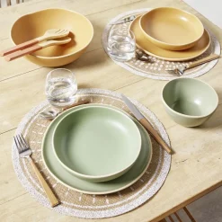 Gifi Assiette plate en faïence jaune Ø27xH1,7cm Best
