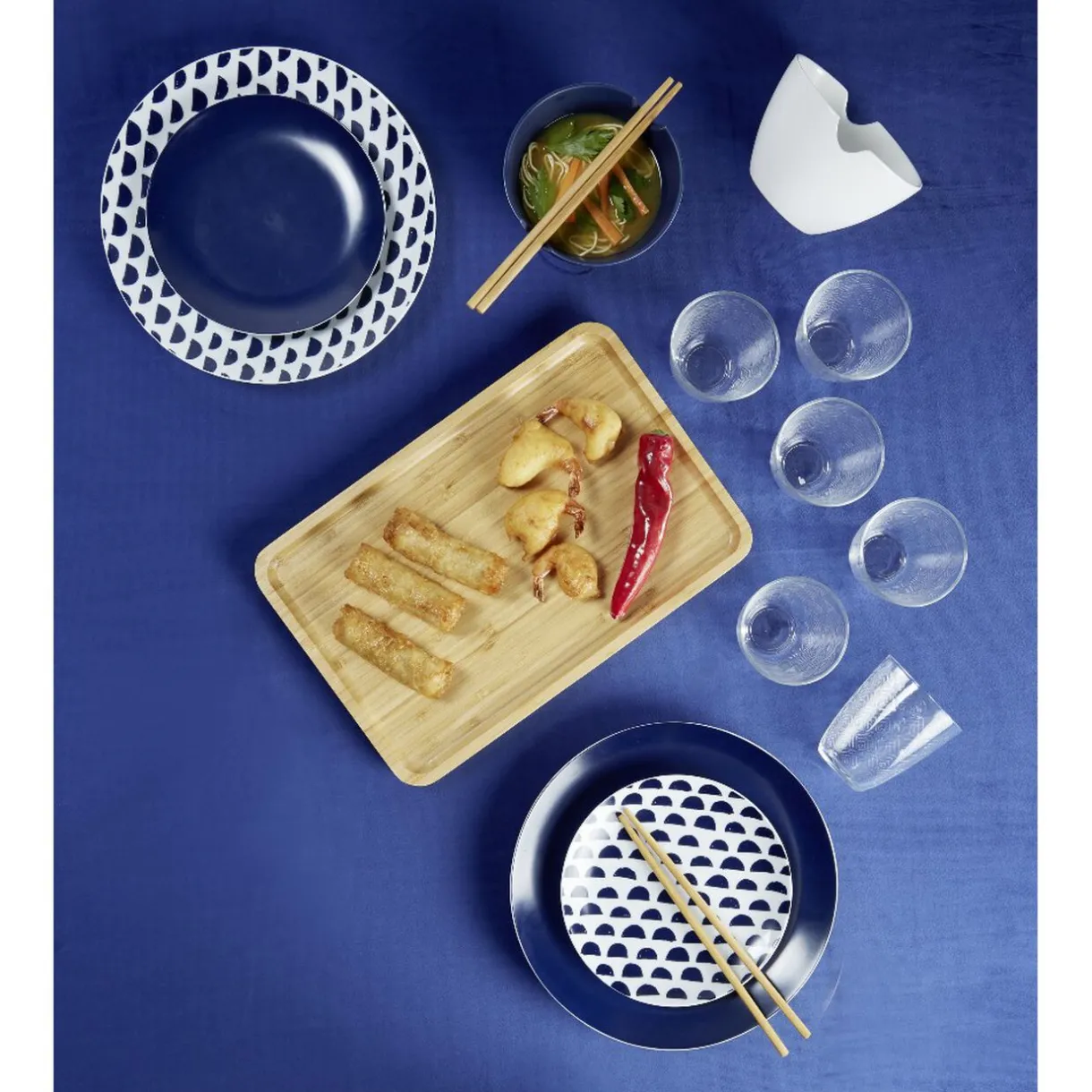 Gifi Assiette plate en porcelaine décor bleu Ø 27 cm