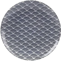 Gifi Assiette plate en porcelaine décor vague japonaise