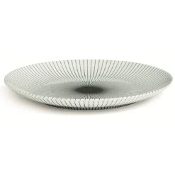 Gifi Assiette plate en porcelaine décor rayures soleil