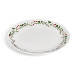 Gifi Assiette plate en porcelaine blanche motif feuillage de Noël Ø27cm Online