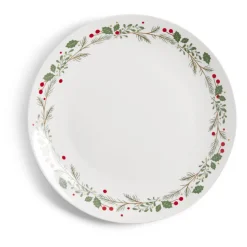 Gifi Assiette plate en porcelaine blanche motif feuillage de Noël Ø27cm Online