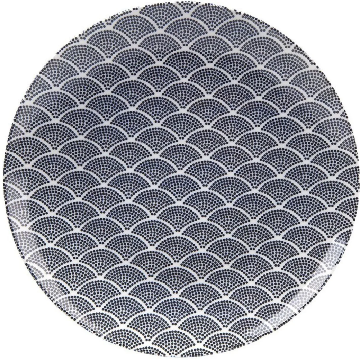 Gifi Assiette plate motif vague japonaise bleue et blanche