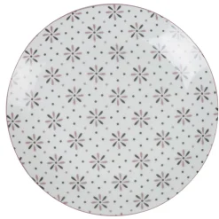 Gifi Assiette plate ronde blanche motif fleurs violettes Best