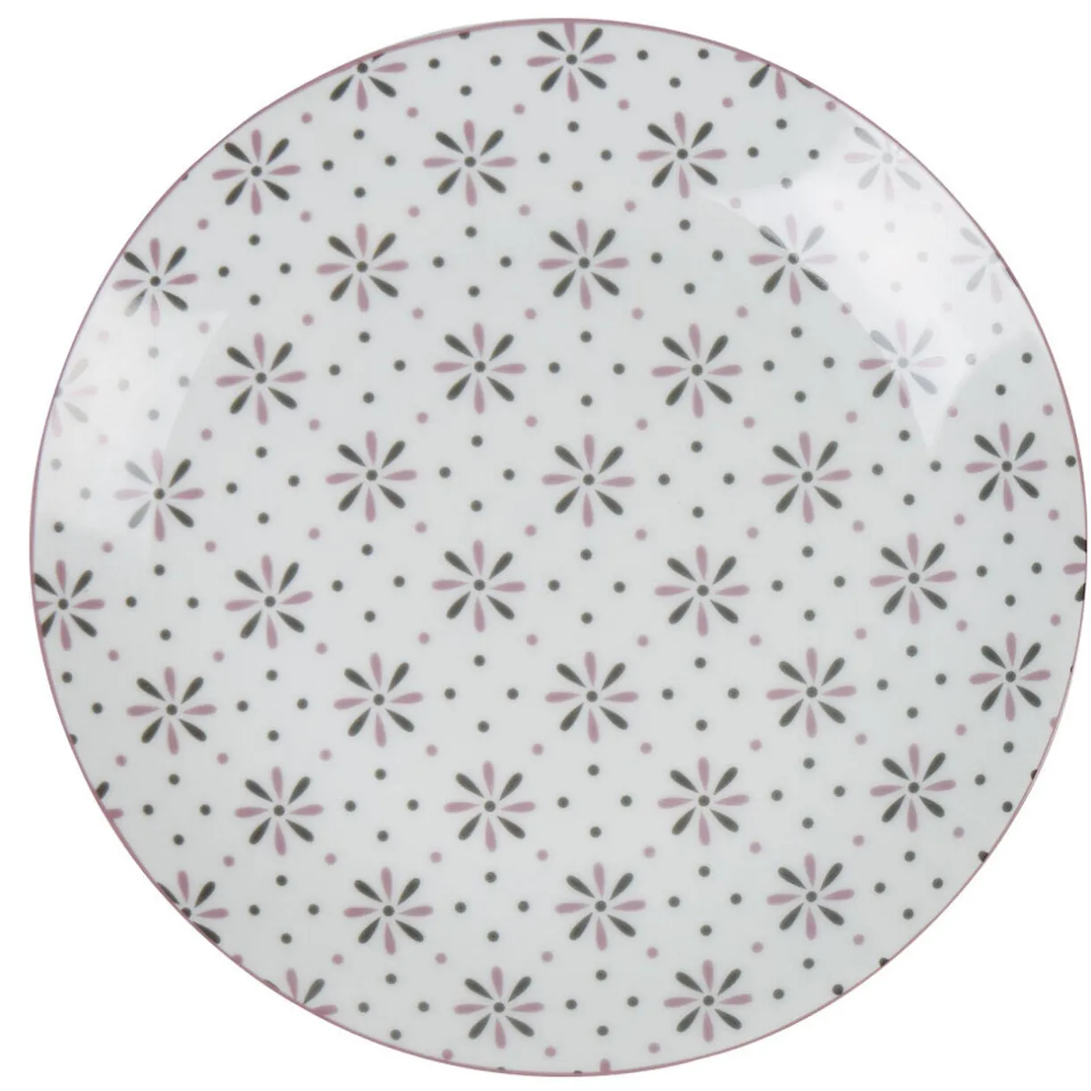 Gifi Assiette plate ronde blanche motif fleurs violettes Best