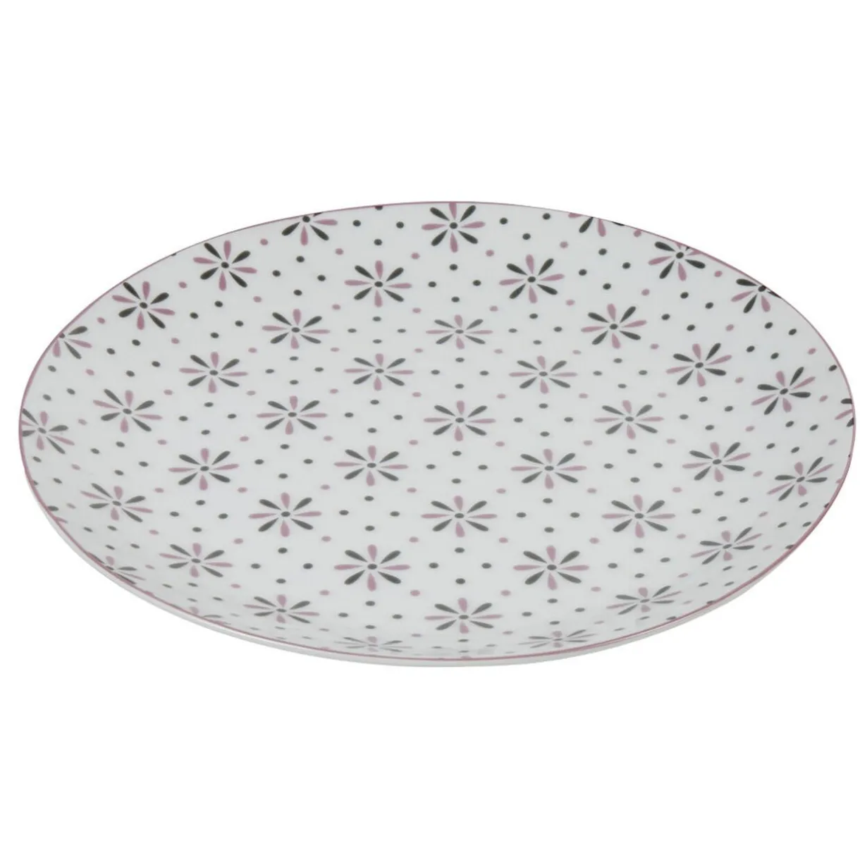 Gifi Assiette plate ronde blanche motif fleurs violettes Best