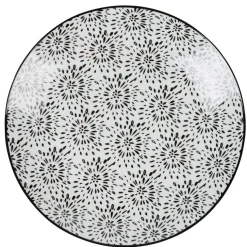 Gifi Assiette plate ronde blanche et noire Sara