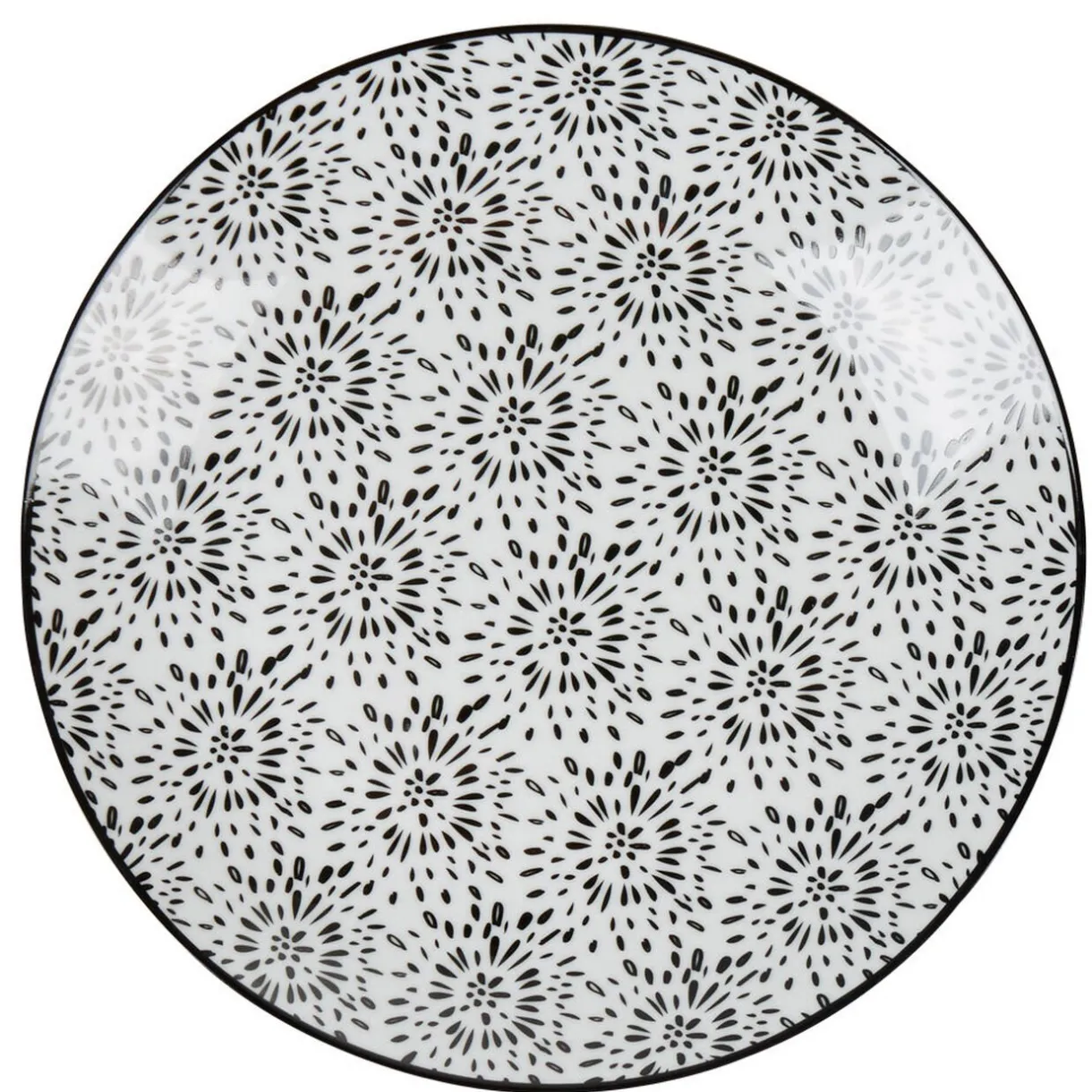 Gifi Assiette plate ronde blanche et noire Sara