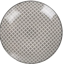 Gifi Assiette plate ronde blanche motif géométrique noir Online