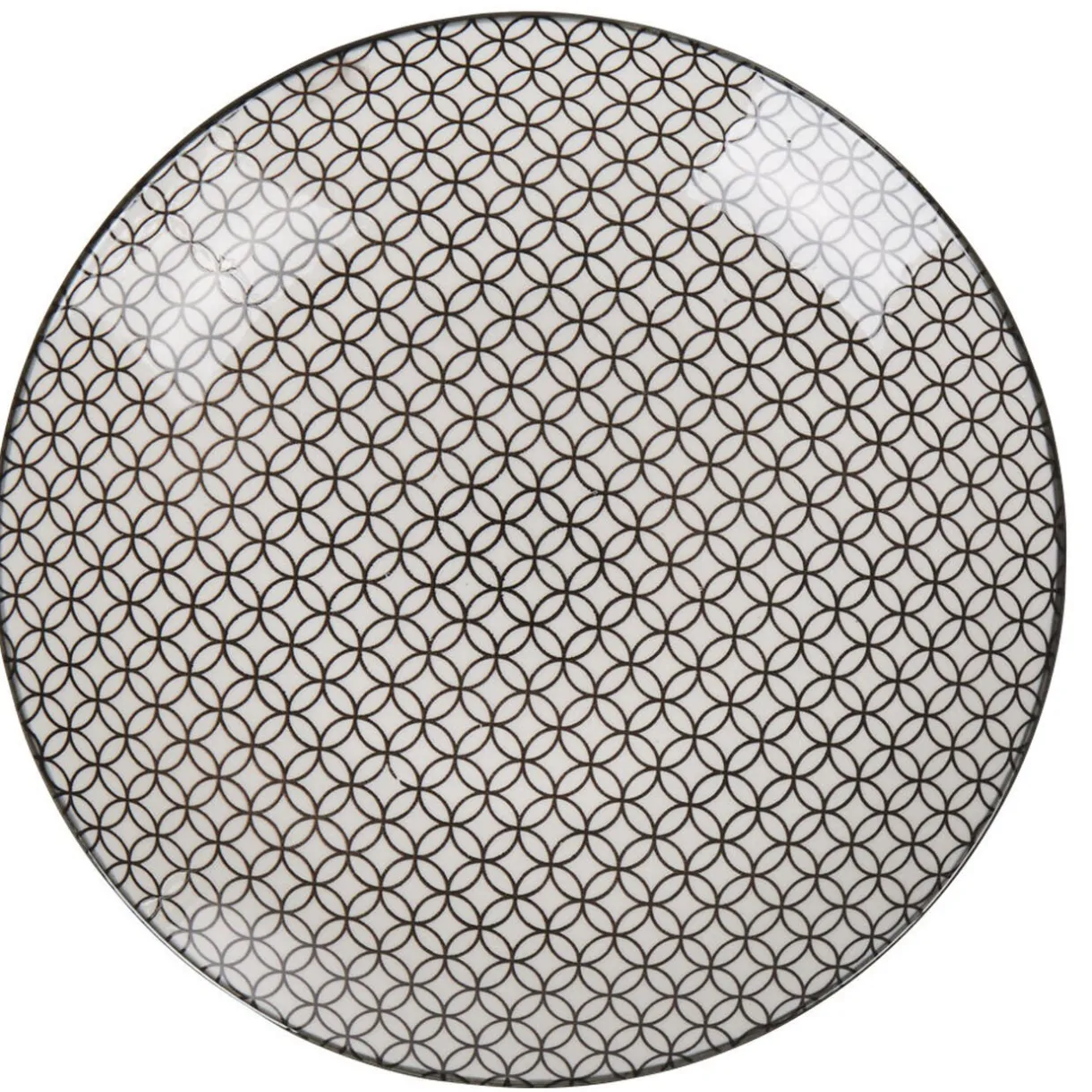 Gifi Assiette plate ronde blanche motif géométrique noir Online