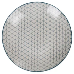 Gifi Assiette plate ronde blanche motif géométrique bleu Urban Hot