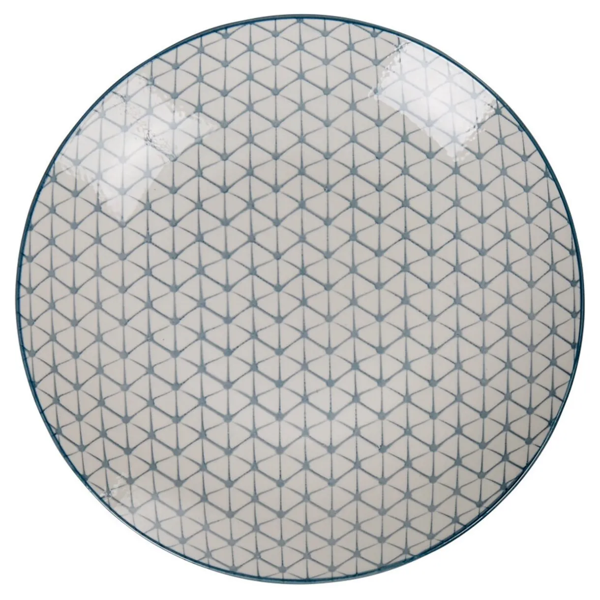 Gifi Assiette plate ronde blanche motif géométrique bleu Urban Hot