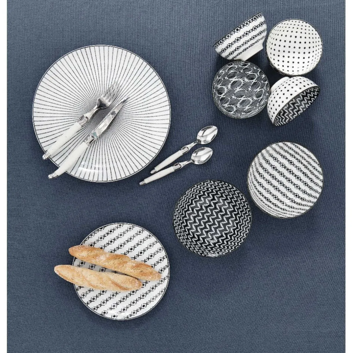 Gifi Assiette plate ronde blanche rayon noir Outlet