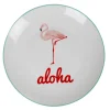 Gifi Assiette plate ronde blanche flamant rose aloha