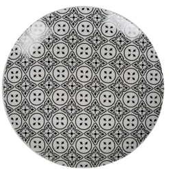 Gifi Assiette plate ronde carreaux de ciment blanc noir Dakar Discount