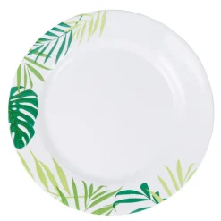 Gifi Assiette plate ronde Luminarc blanc vert feuille jungle Sale
