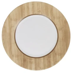 Gifi Assiette plate ronde Luminarc blanc motif bois Nordic Clearance
