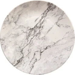 Gifi Assiette plate ronde motif marbre gris et blanc