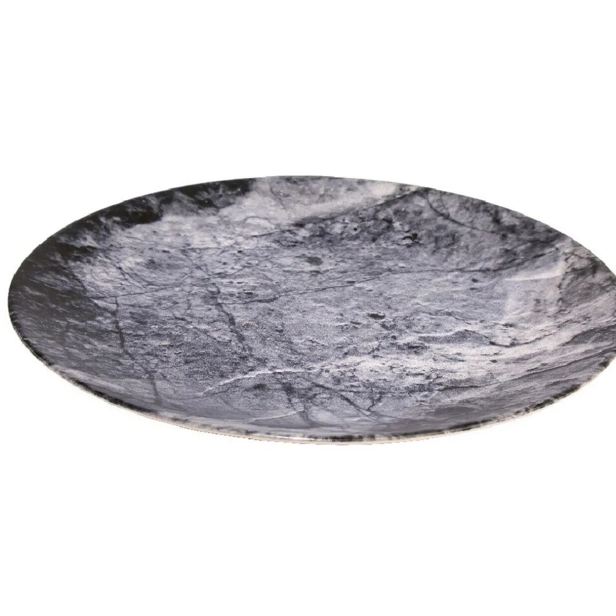Gifi Assiette plate ronde motif ardoise gris et noir