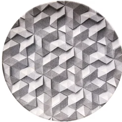 Gifi Assiette plate ronde motif origami gris et blanc