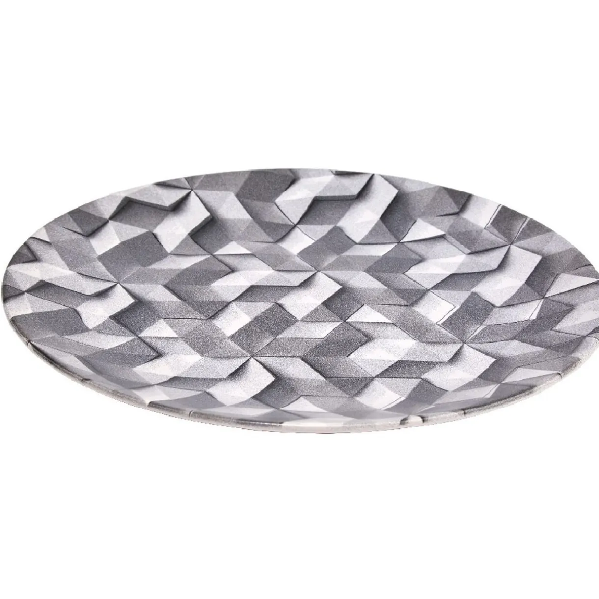 Gifi Assiette plate ronde motif origami gris et blanc