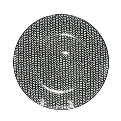 Gifi Assiette plate ronde noire à motif chevron blanc