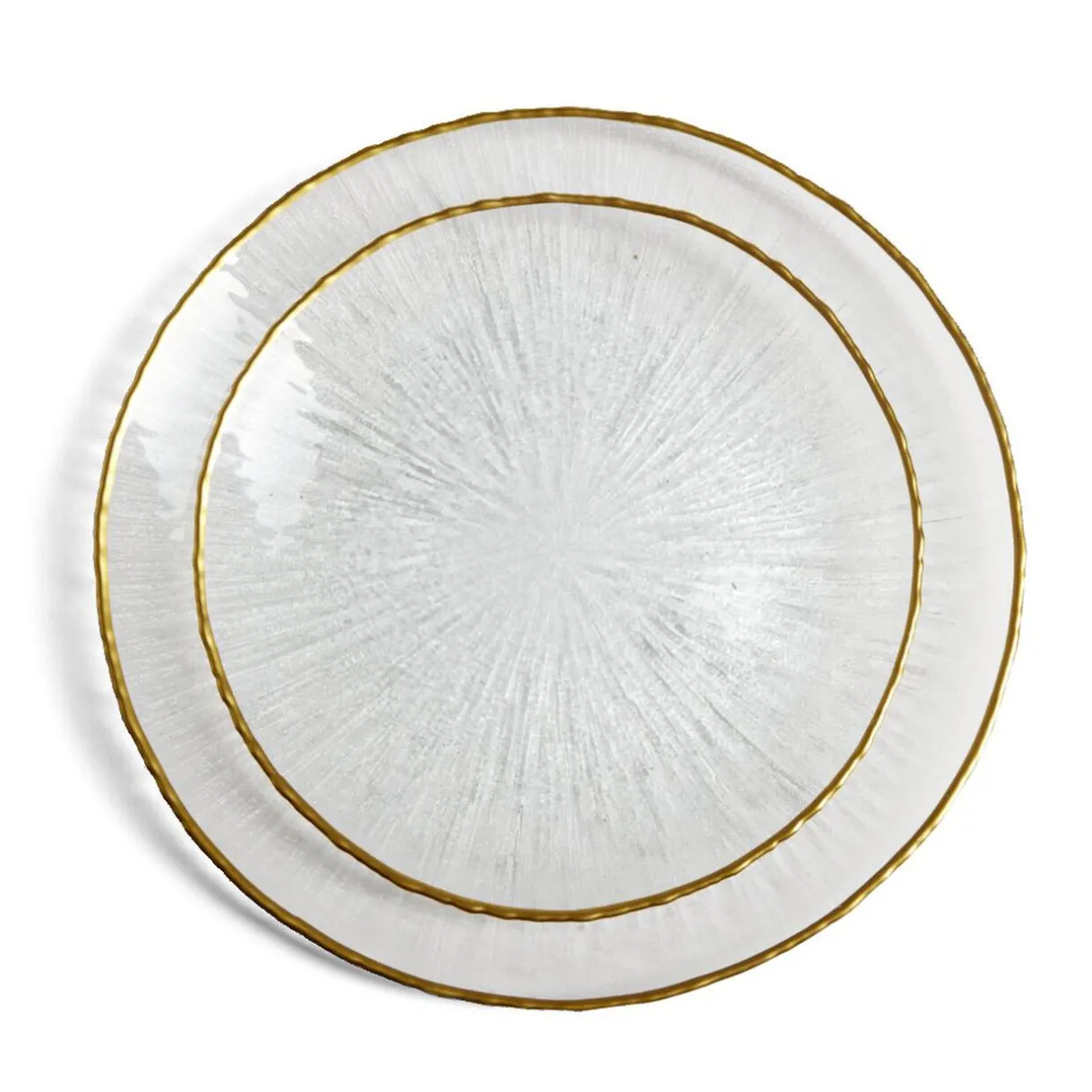 Gifi Assiette plate ronde verre transparent rebord doré Ø28cm
