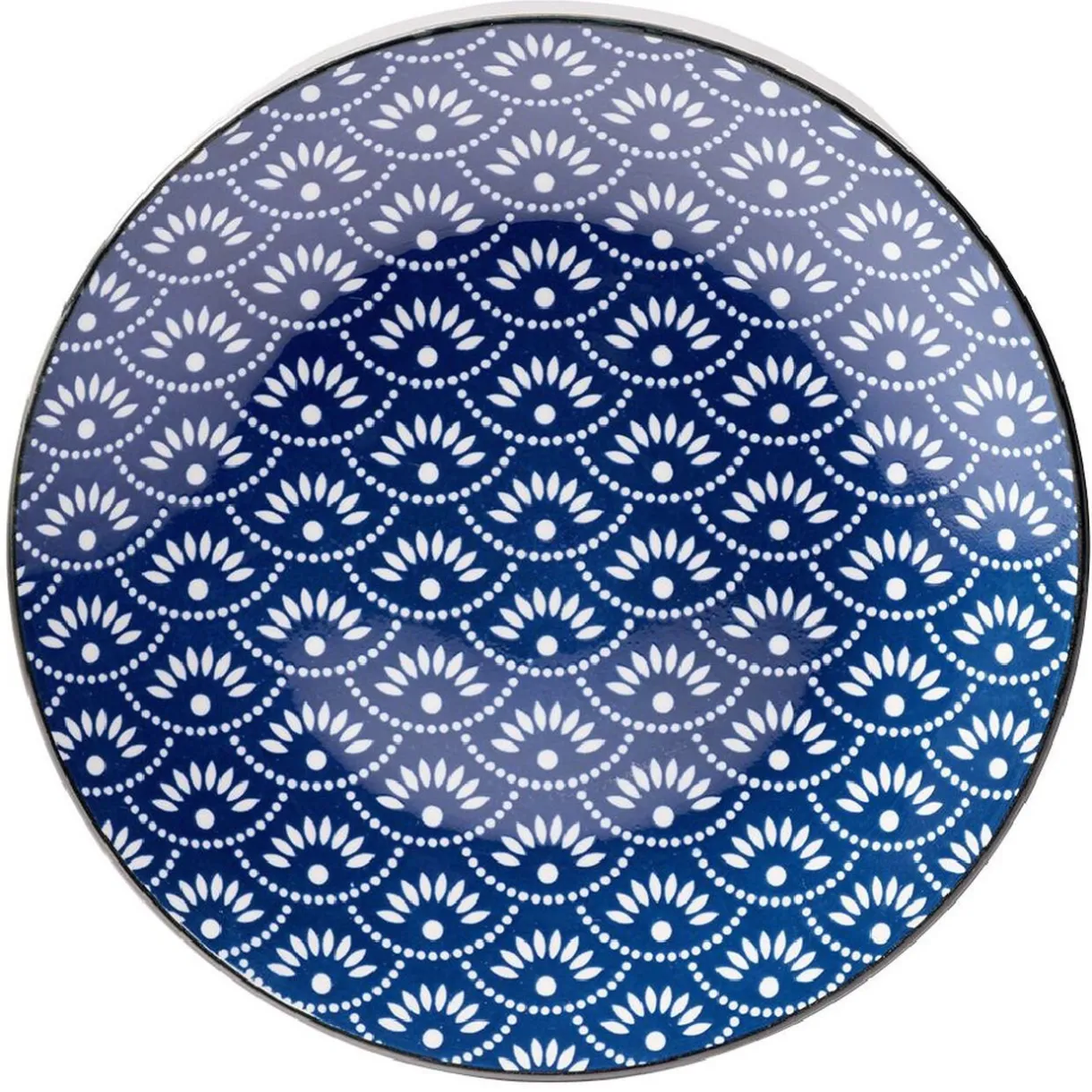 Gifi Assiette plate style japonais porcelaine bleu blanc Sale