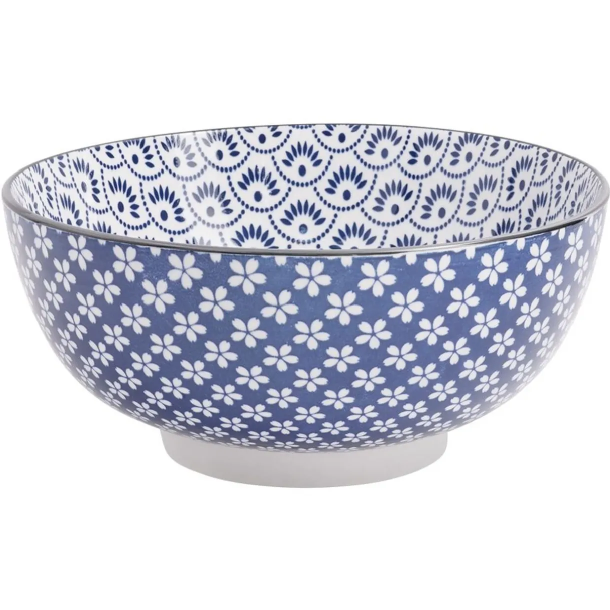Gifi Assiette plate style japonais porcelaine bleu blanc