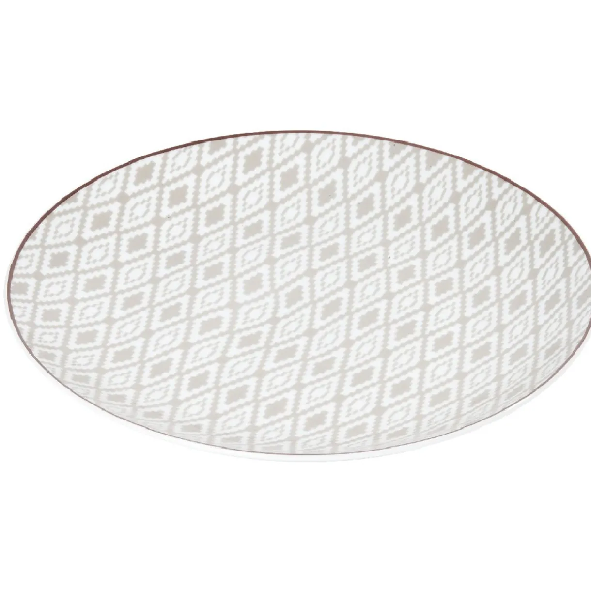 Gifi Assiette ronde plate décor gris avec liseré rouge