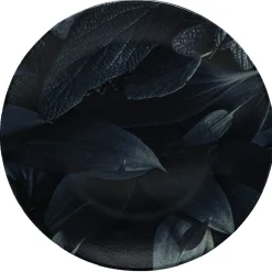 Gifi Assiette ronde plate décor feuillage vert noir