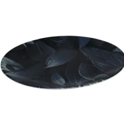 Gifi Assiette ronde plate décor feuillage vert noir