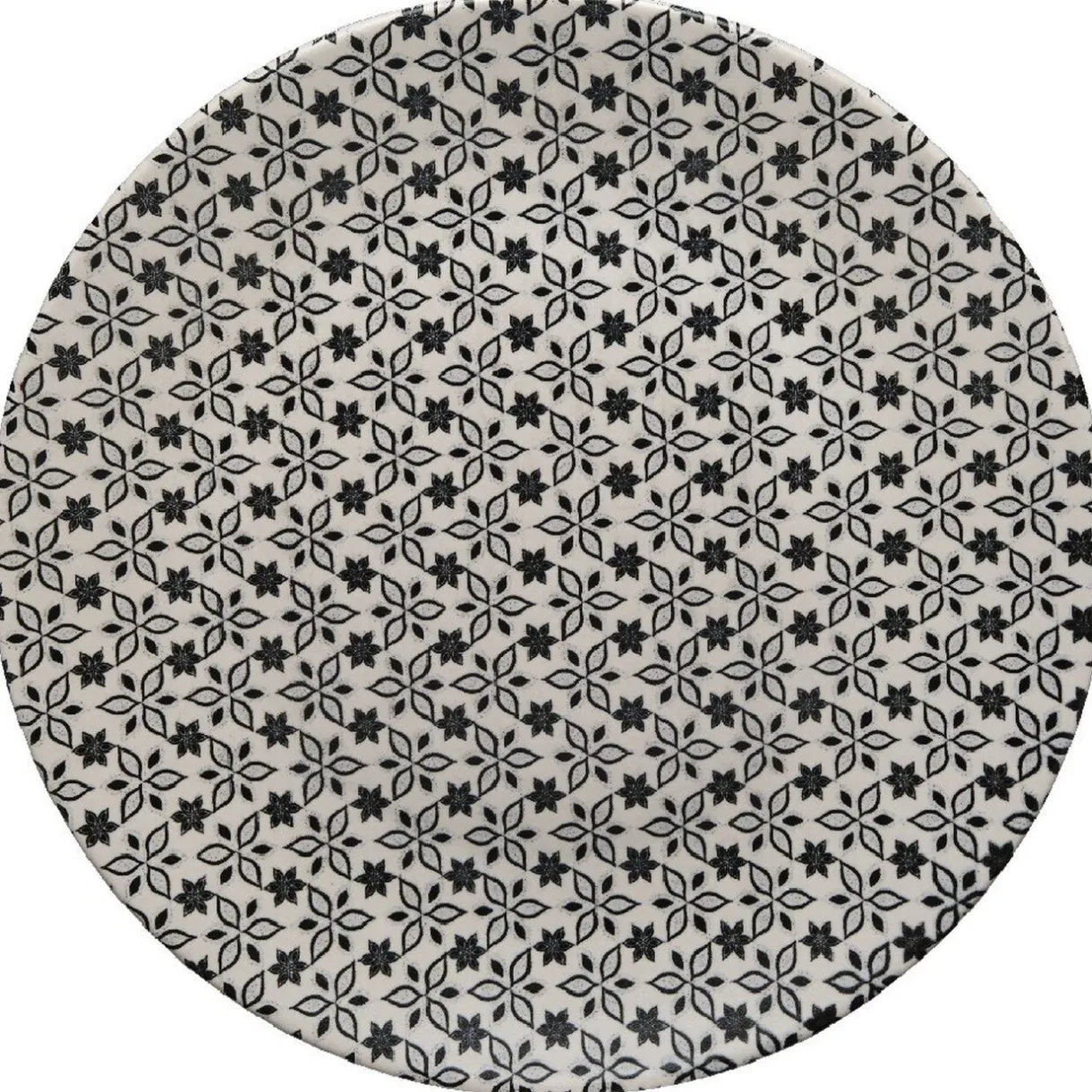 Gifi Assiette ronde plate petits motifs noir blanc