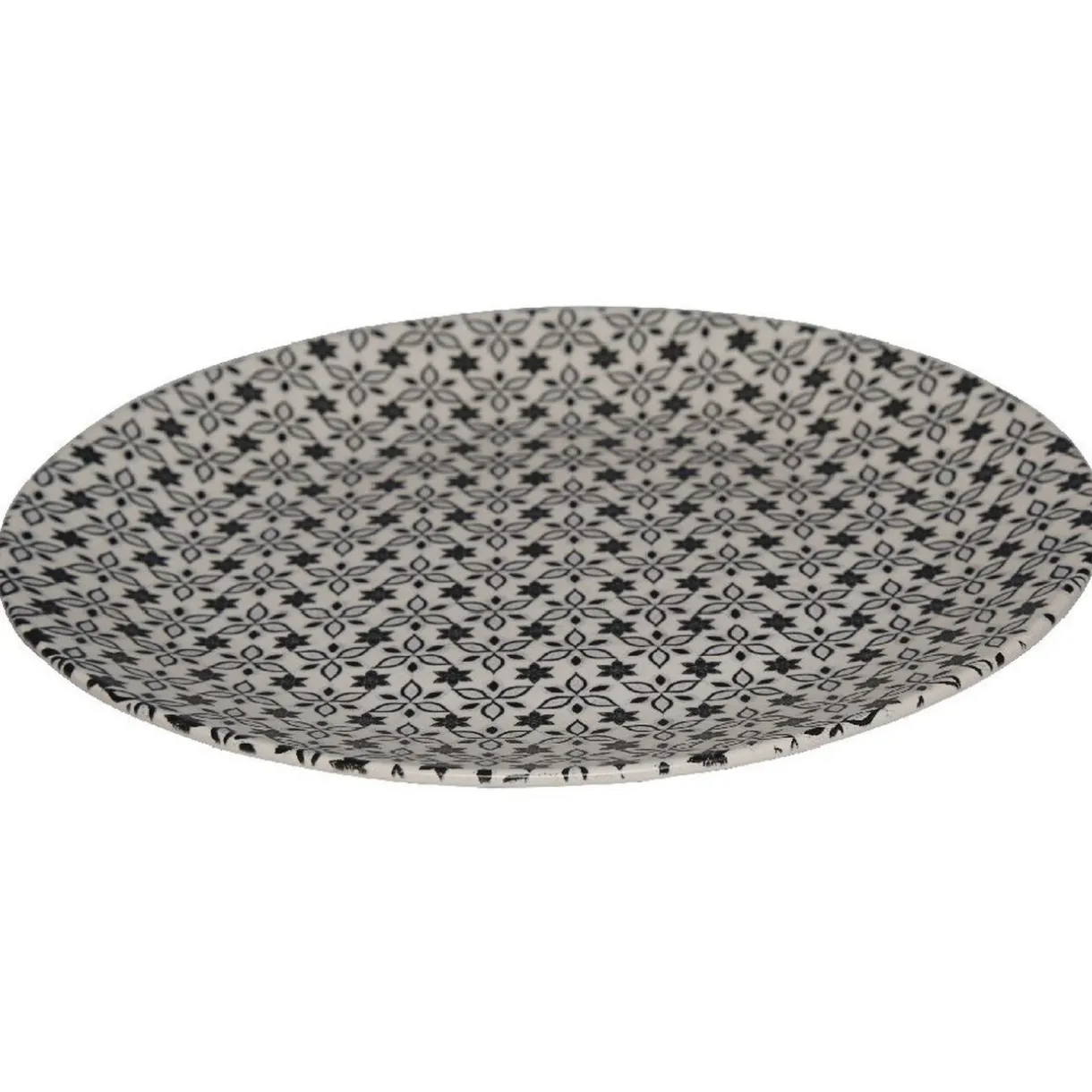 Gifi Assiette ronde plate petits motifs noir blanc
