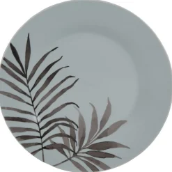 Gifi Assiette ronde plate porcelaine décor feuillage