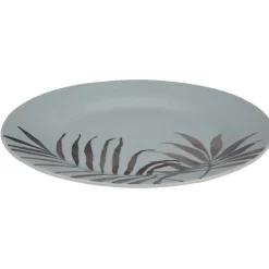 Gifi Assiette ronde plate porcelaine décor feuillage