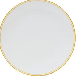 Gifi Assiette ronde plate porcelaine blanc avec bord coloré x4