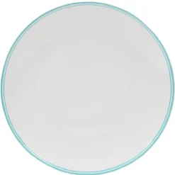 Gifi Assiette ronde plate porcelaine blanc avec bord coloré x4