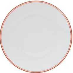 Gifi Assiette ronde plate porcelaine blanc avec bord coloré x4