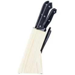 Gifi Bloc en bois 5 couteaux de cuisine et ciseaux New