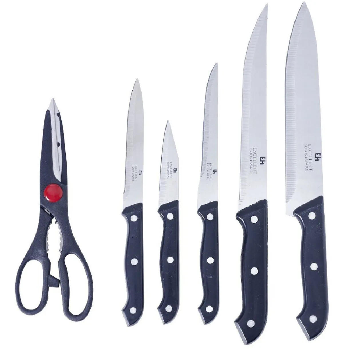 Gifi Bloc en bois 5 couteaux de cuisine et ciseaux New