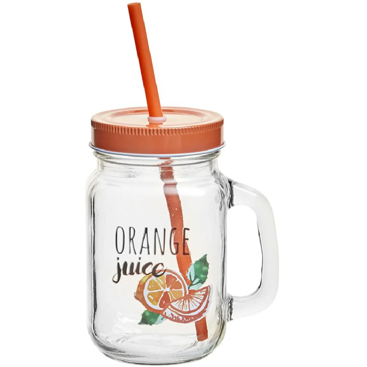Gifi Bocal à anse avec paille décor orange
