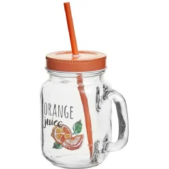 Gifi Bocal à anse avec paille décor orange