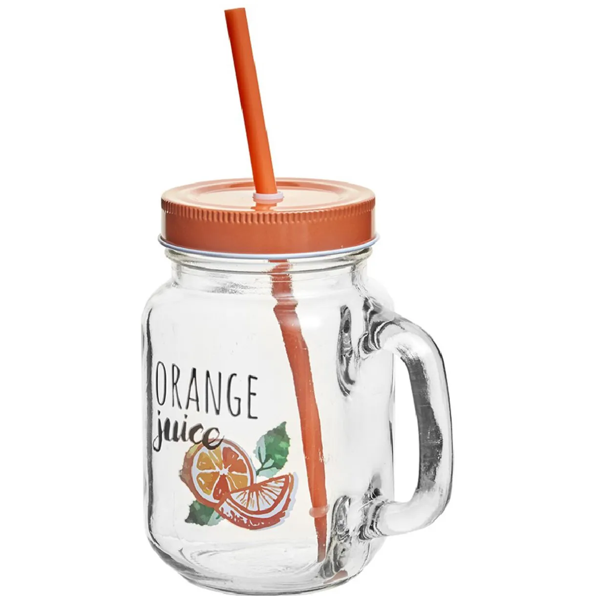 Gifi Bocal à anse avec paille décor orange