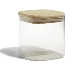 Gifi Bocal de conservation 60cl en verre avec couvercle en bois New