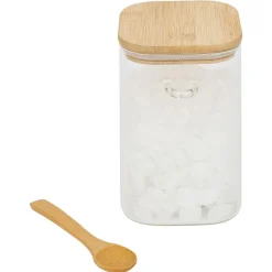 Gifi Bocal en verre transparent 1L avec couvercle et cuillère en bambou Online